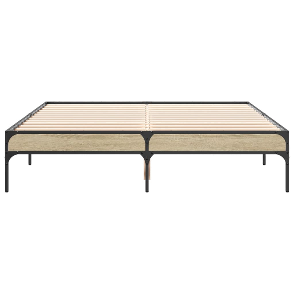 sengestel 120x200 cm konstrueret træ og metal sonoma-eg