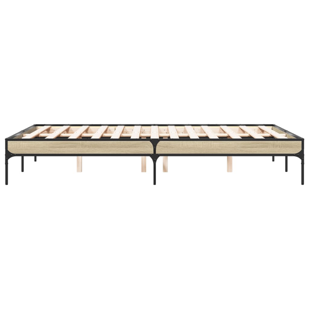 sengestel 120x200 cm konstrueret træ og metal sonoma-eg