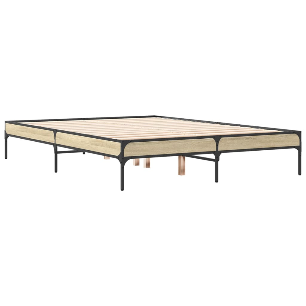 sengestel 120x200 cm konstrueret træ og metal sonoma-eg