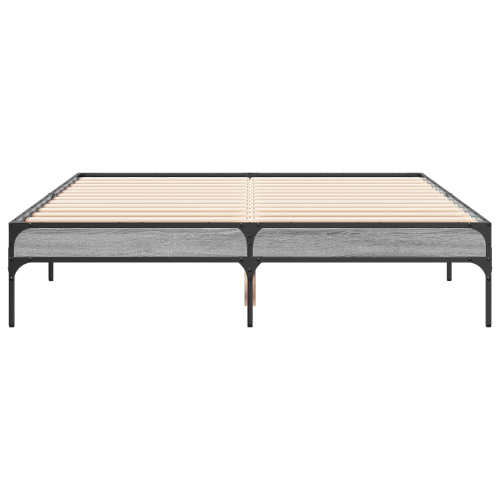 sengestel 120x200 cm konstrueret træ og metal grå sonoma-eg