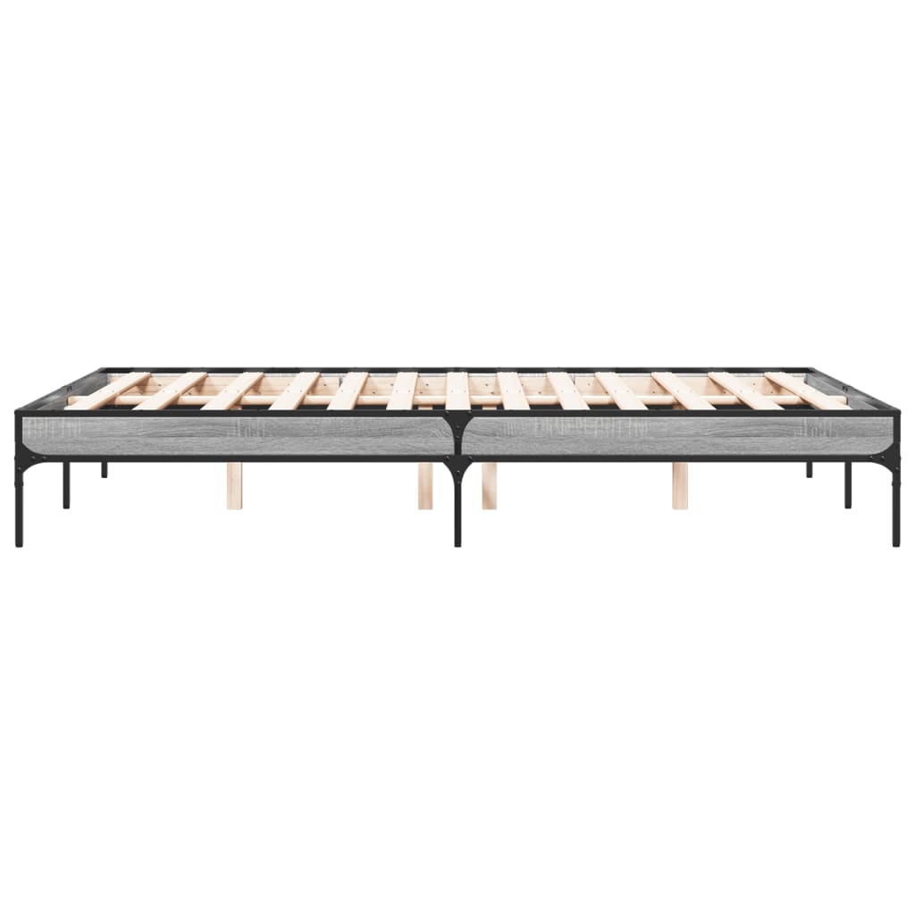 sengestel 120x200 cm konstrueret træ og metal grå sonoma-eg
