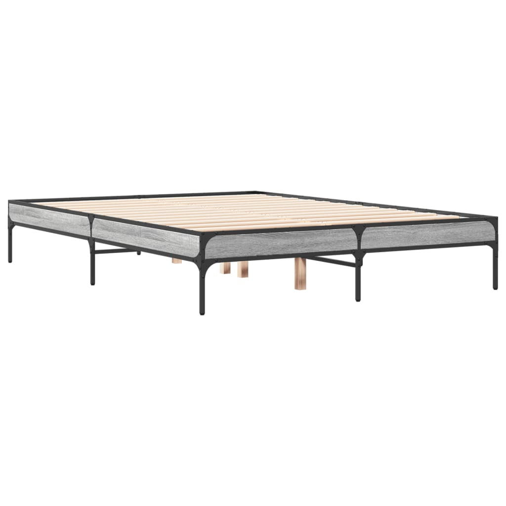 sengestel 120x200 cm konstrueret træ og metal grå sonoma-eg