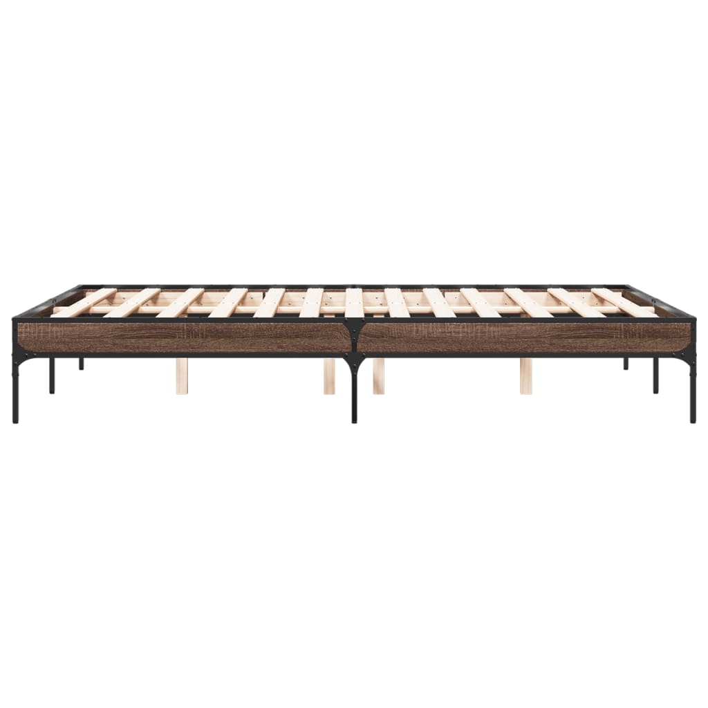 sengestel 120x200 cm konstrueret træ og metal brun egetræ