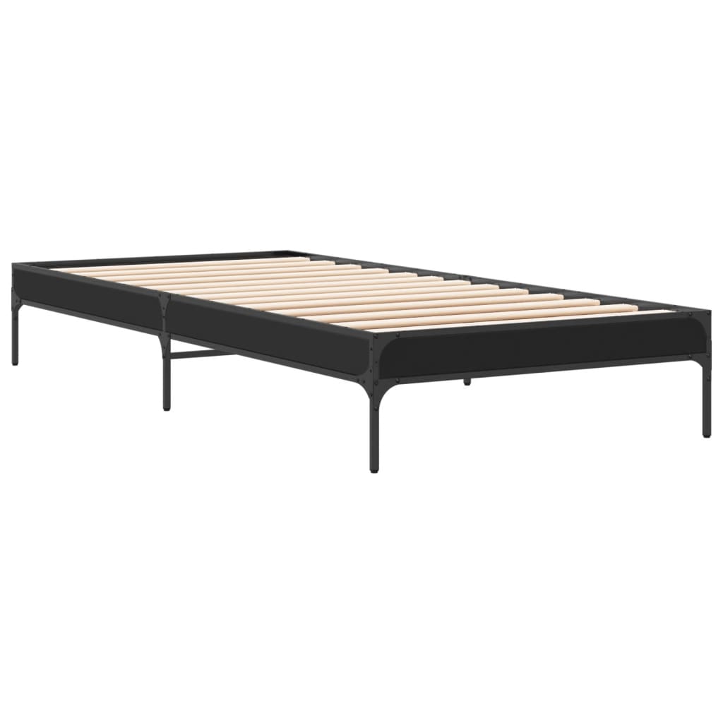 sengeramme 100x200 cm konstrueret træ og metal sort