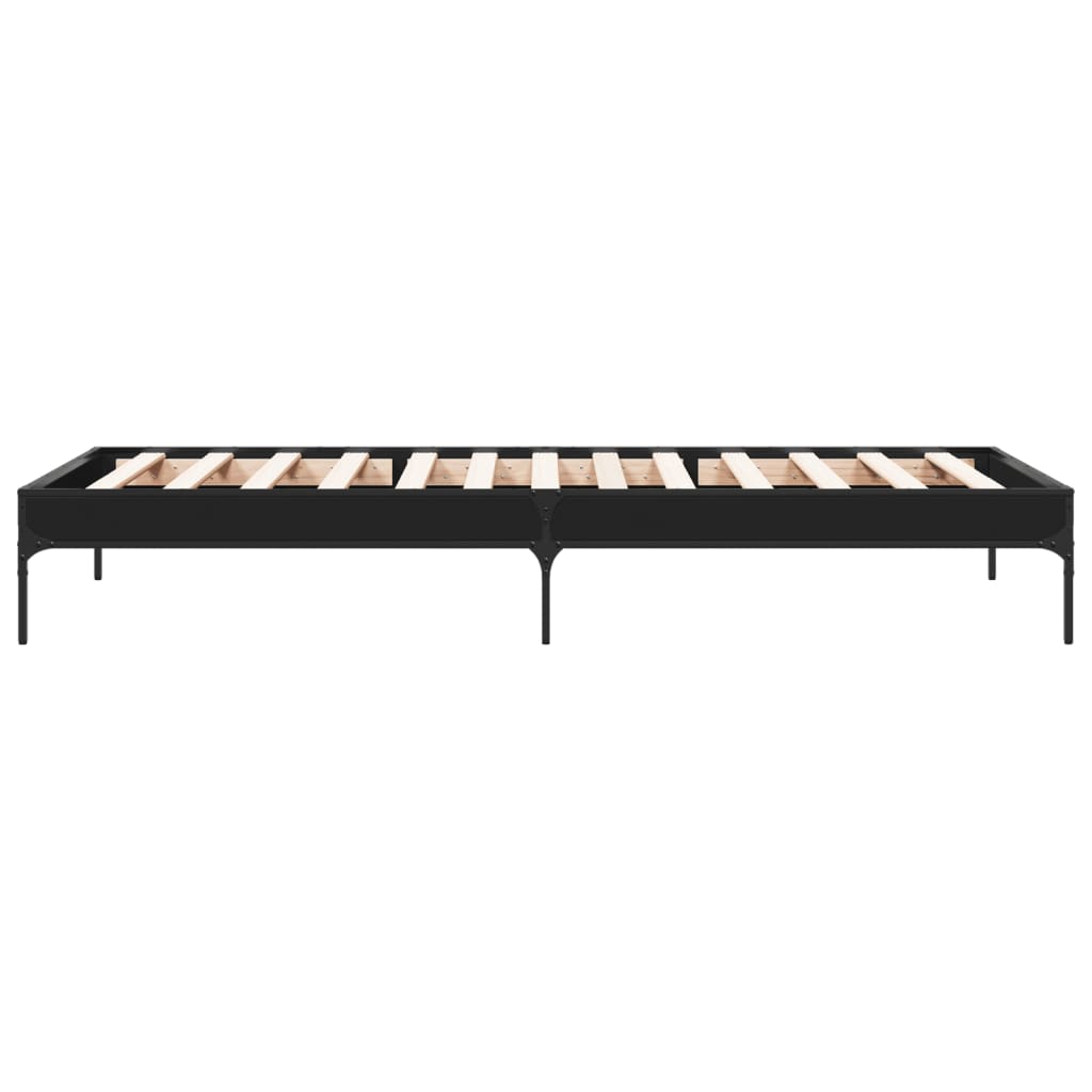 sengeramme 100x200 cm konstrueret træ og metal sort
