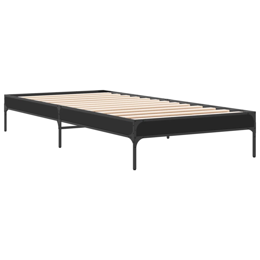 sengeramme 100x200 cm konstrueret træ og metal sort