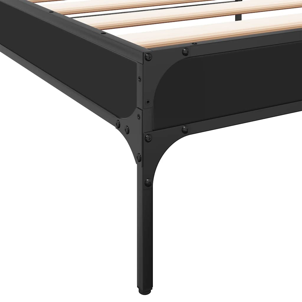 sengeramme 100x200 cm konstrueret træ og metal sort