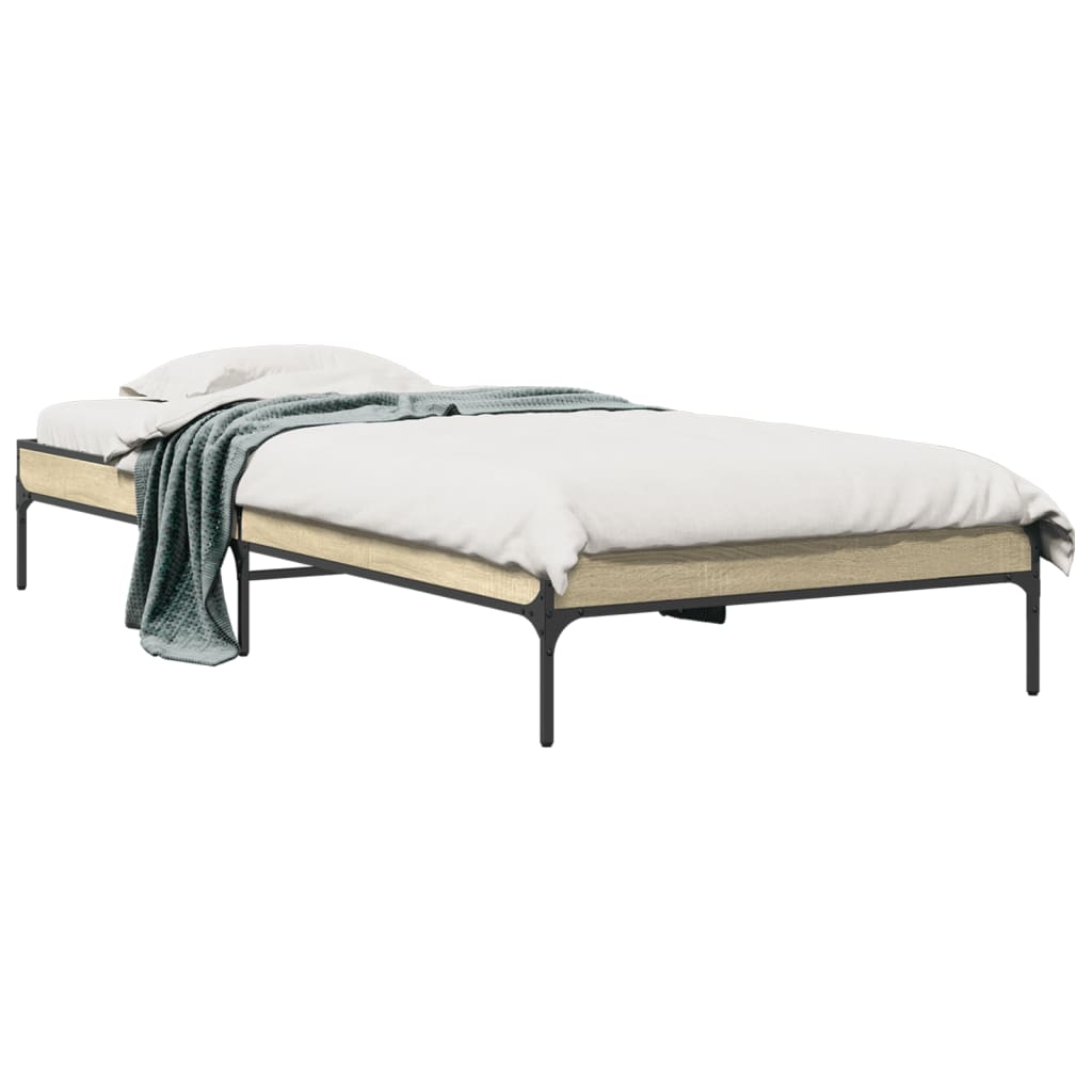 sengeramme 100x200 cm konstrueret træ og metal sonoma-eg
