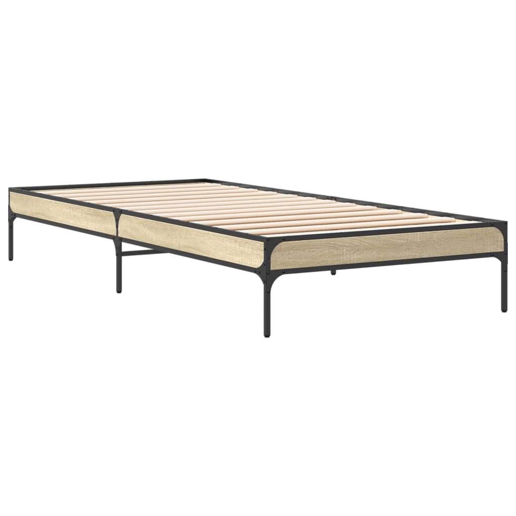 sengeramme 100x200 cm konstrueret træ og metal sonoma-eg