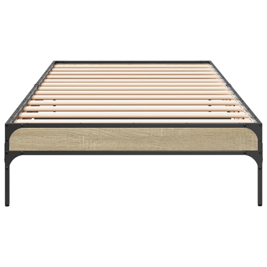 sengeramme 100x200 cm konstrueret træ og metal sonoma-eg