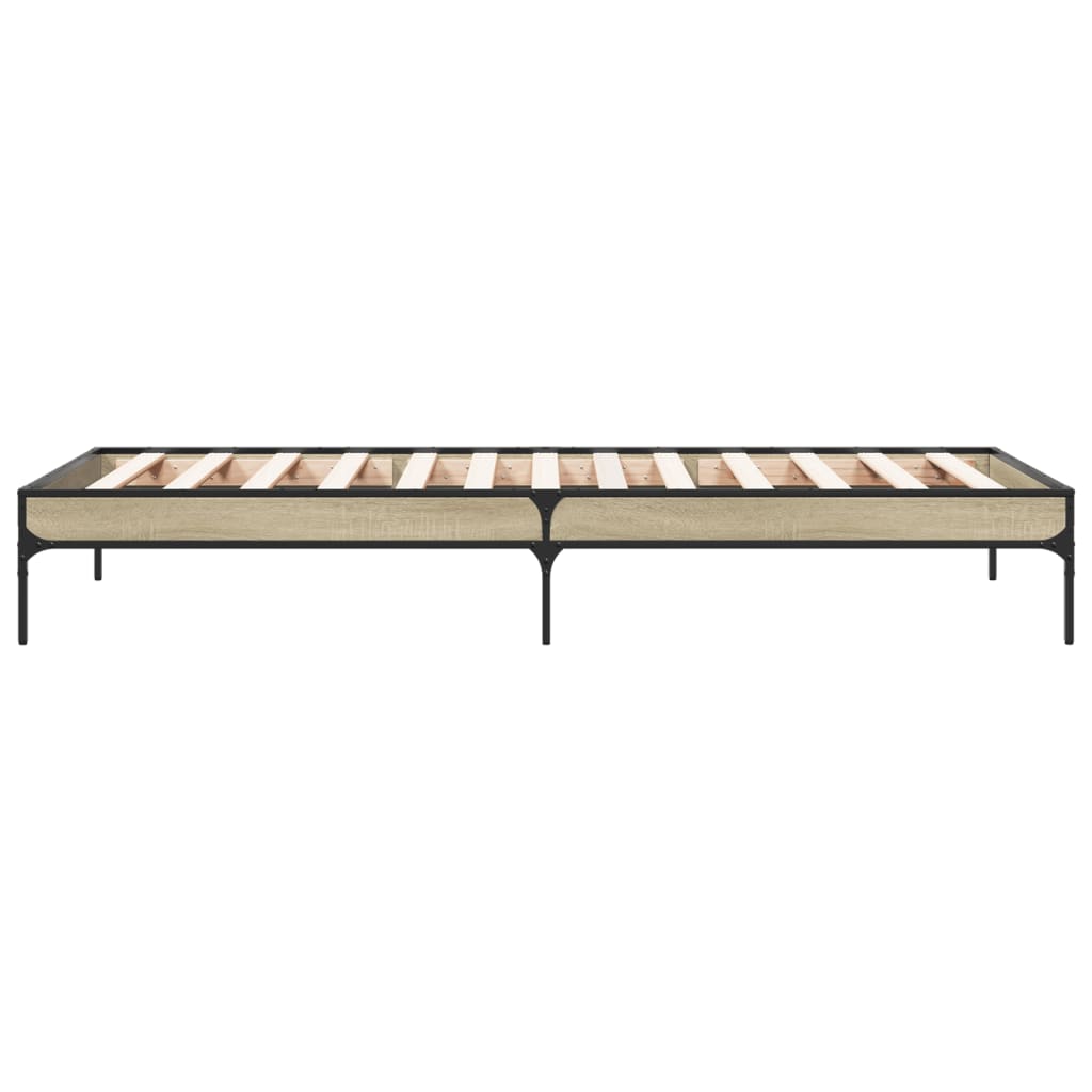 sengeramme 100x200 cm konstrueret træ og metal sonoma-eg