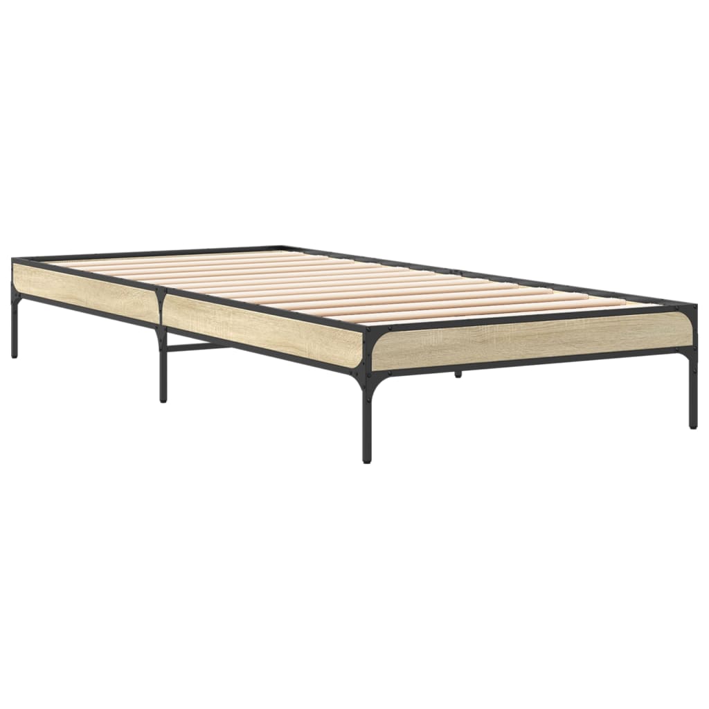 sengeramme 100x200 cm konstrueret træ og metal sonoma-eg