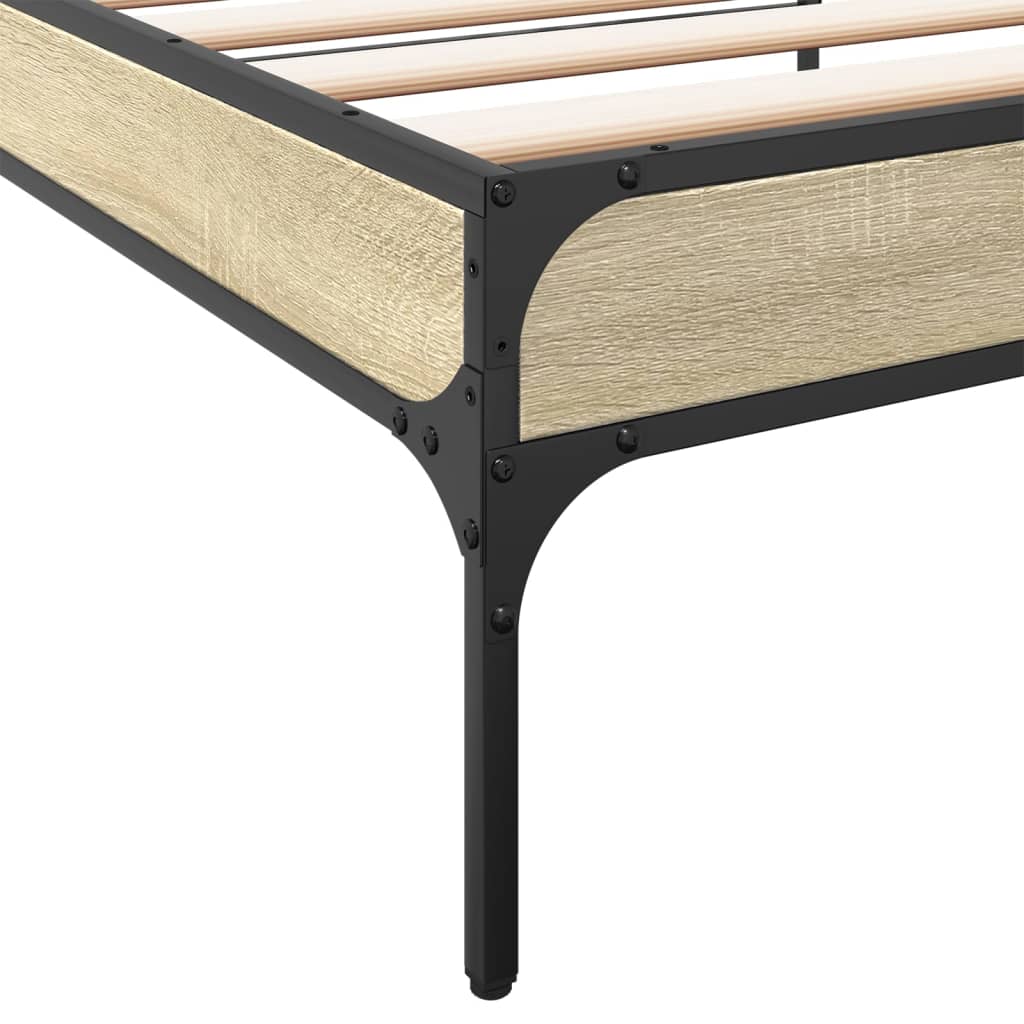 sengeramme 100x200 cm konstrueret træ og metal sonoma-eg