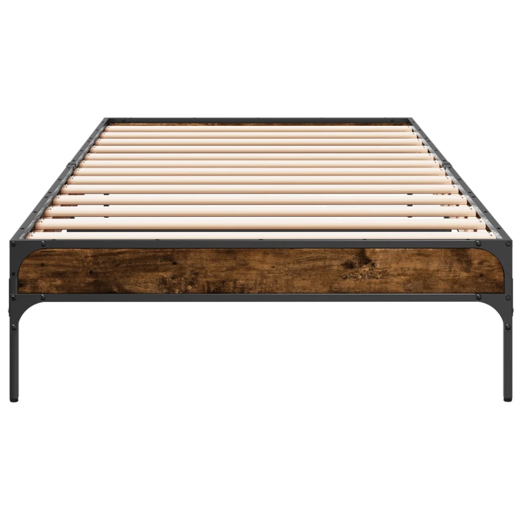 sengeramme 100x200 cm konstrueret træ og metal røget eg