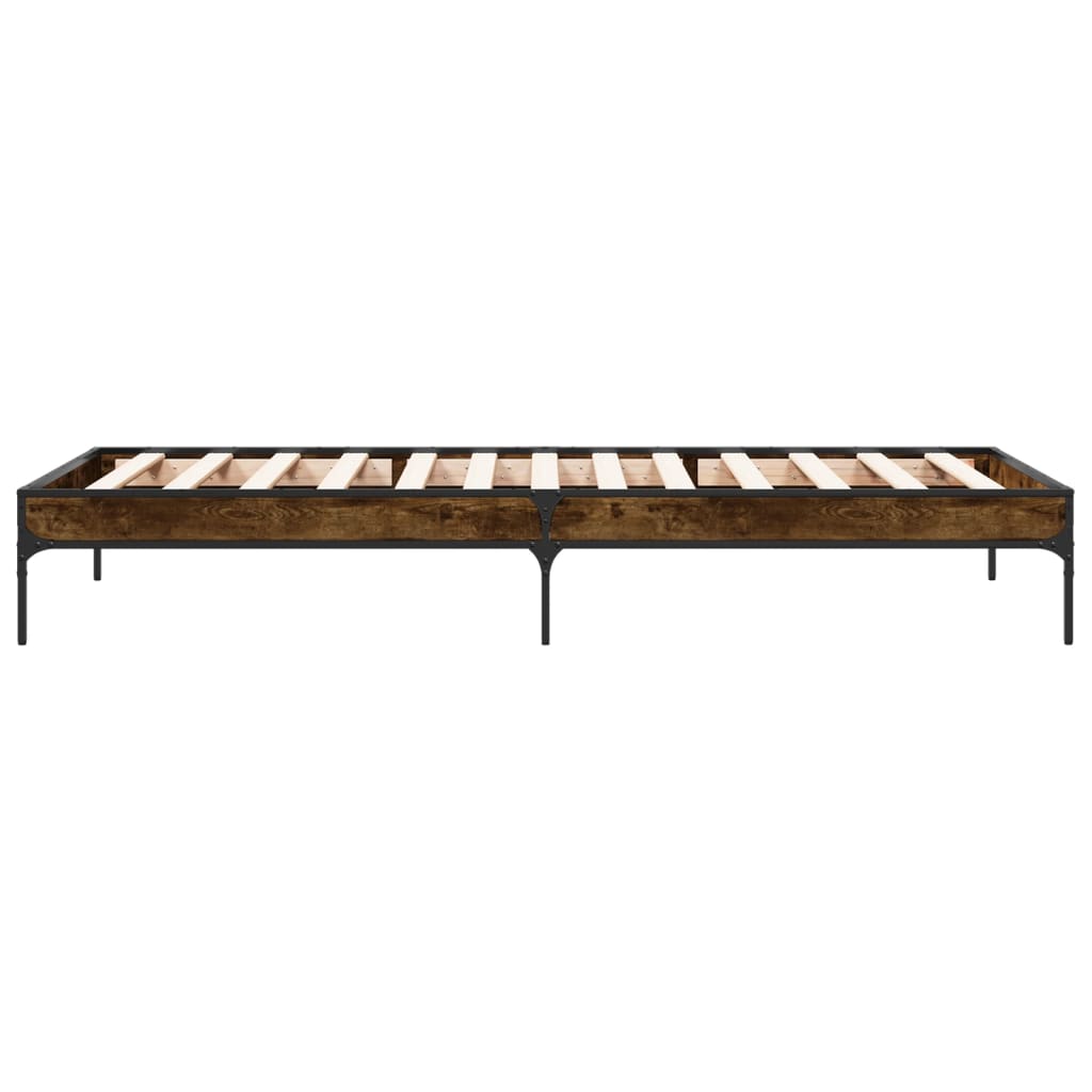 sengeramme 100x200 cm konstrueret træ og metal røget eg