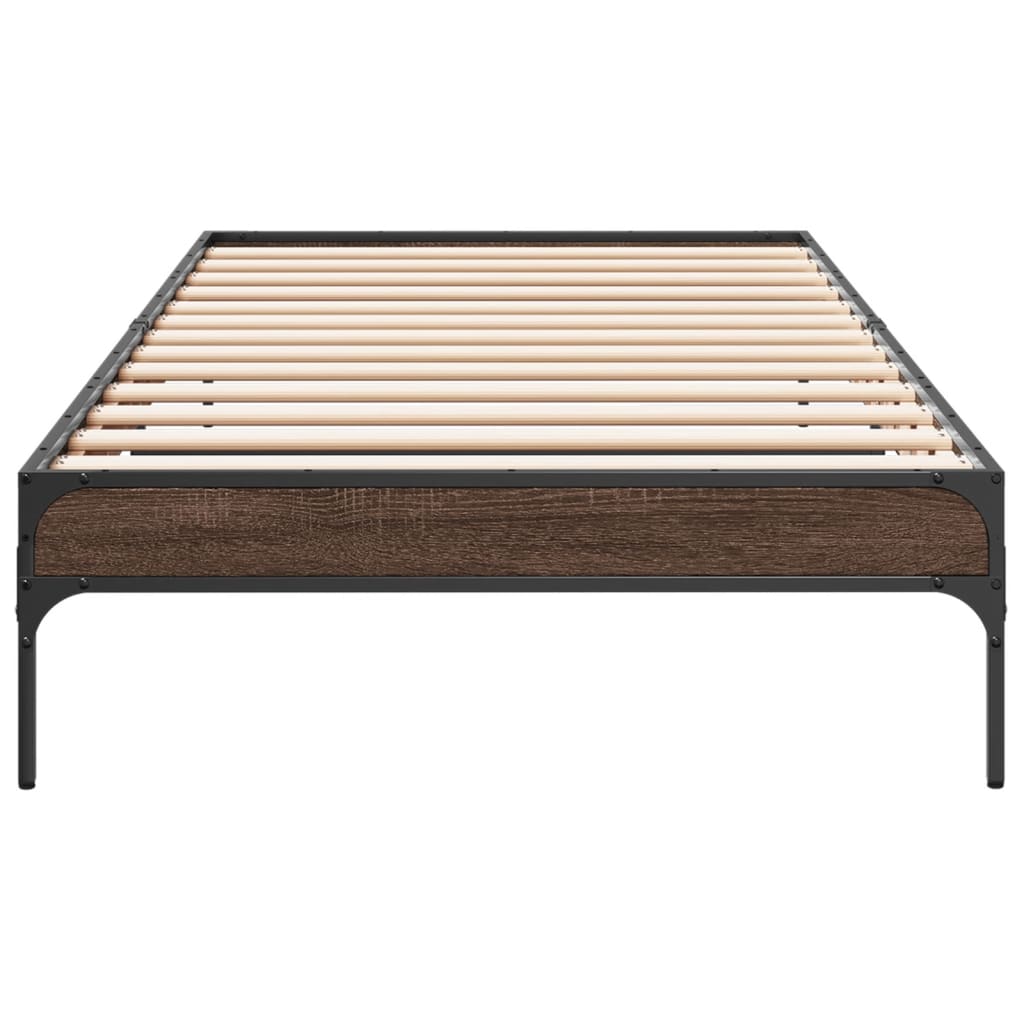 sengeramme 100x200 cm konstrueret træ og metal brunt egetræ