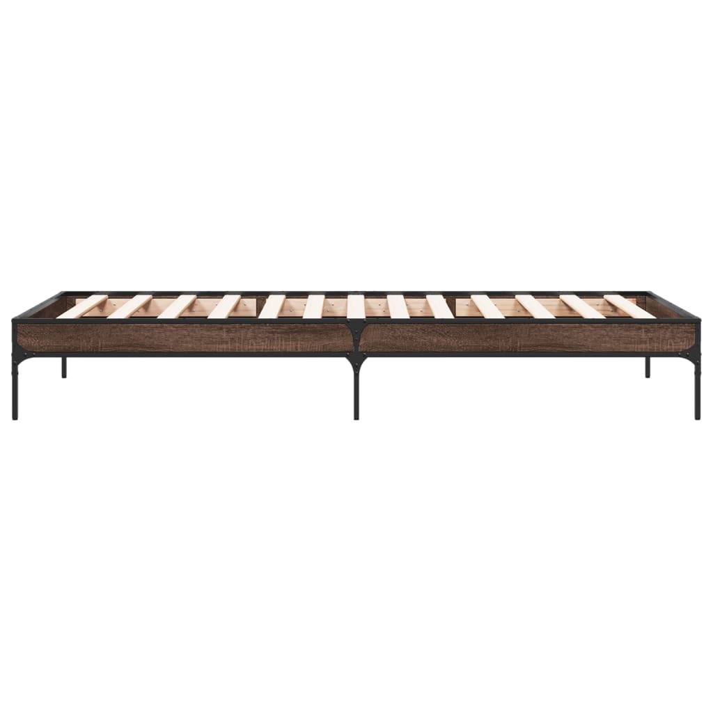 sengeramme 100x200 cm konstrueret træ og metal brunt egetræ