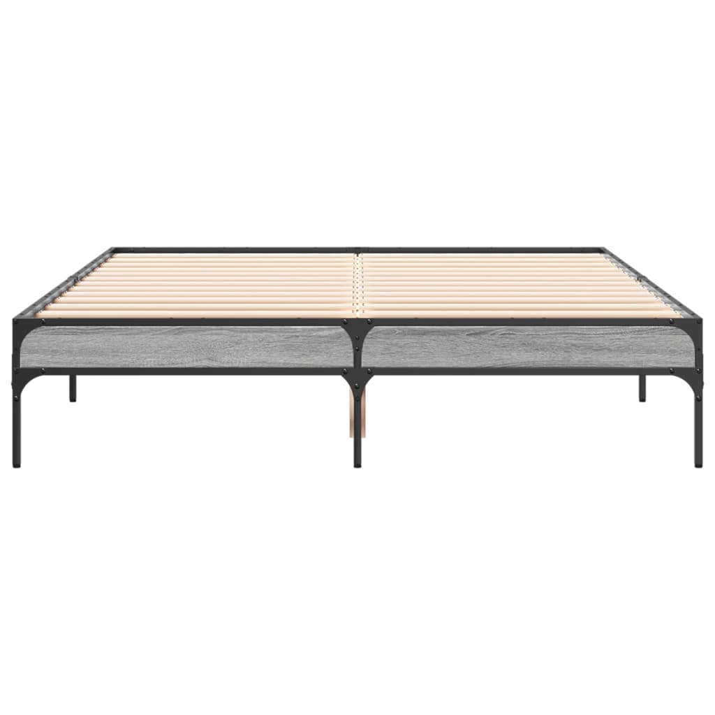 sengestel 140x190 cm konstrueret træ og metal grå sonoma-eg