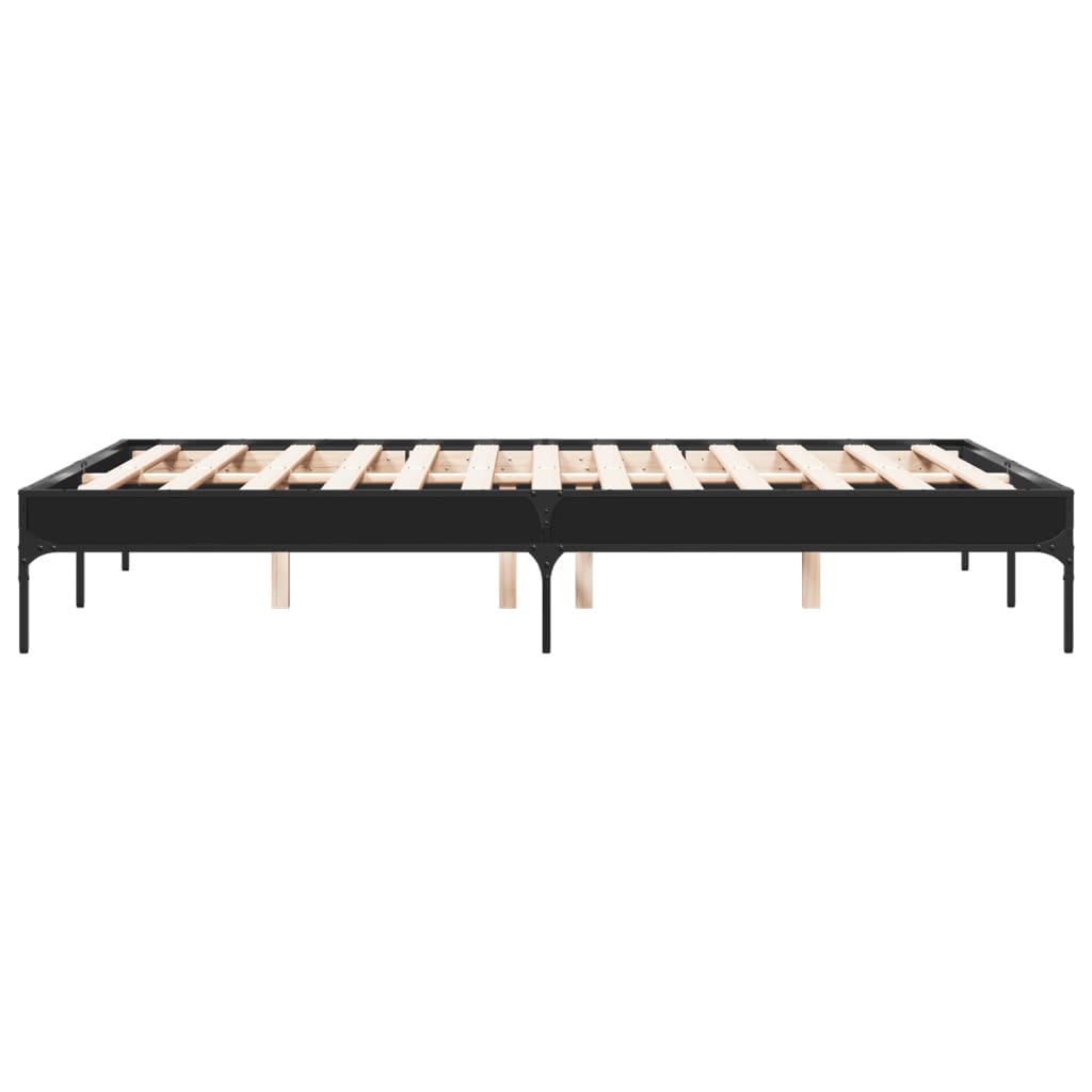 sengestel 135x190 cm konstrueret træ og metal sort