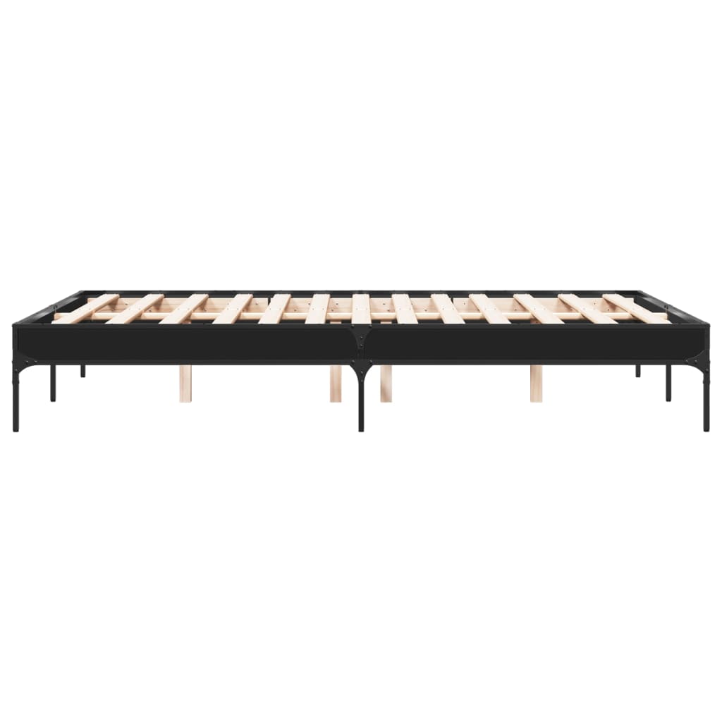 sengestel 120x190 cm konstrueret træ og metal sort