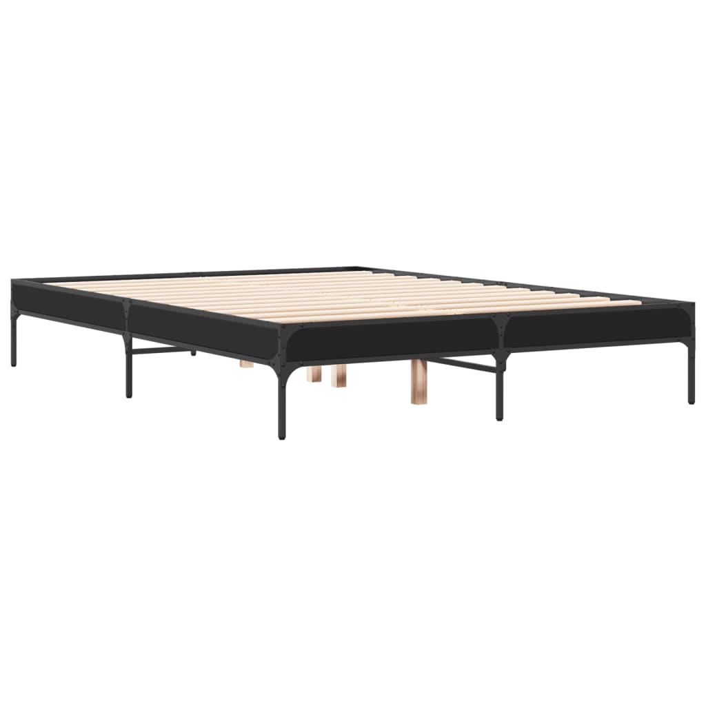 sengestel 120x190 cm konstrueret træ og metal sort