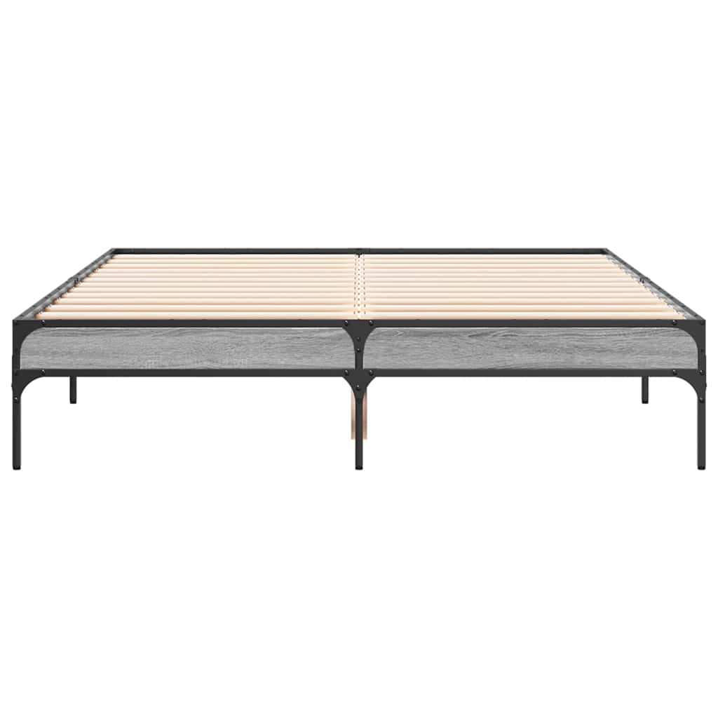 sengestel 120x190 cm konstrueret træ og metal grå sonoma-eg
