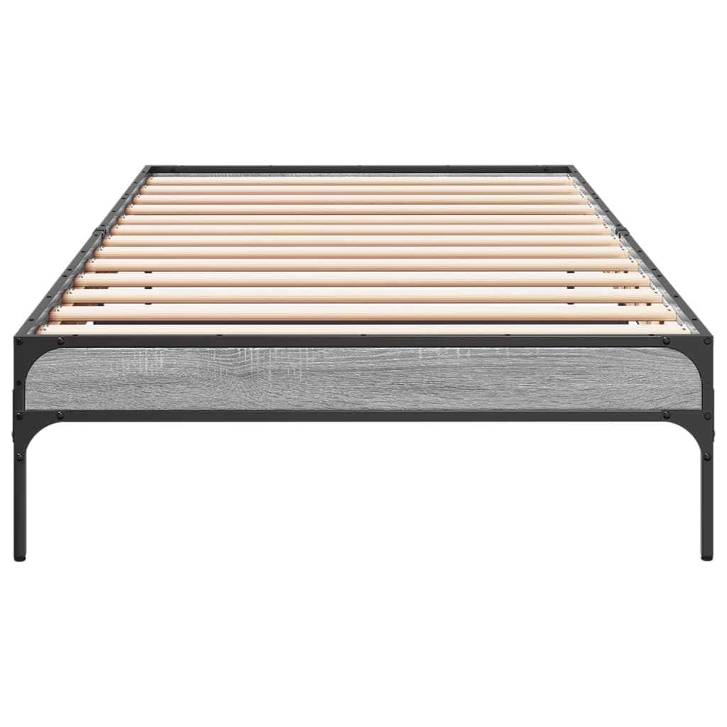 sengeramme 75x190 cm konstrueret træ og metal grå sonoma-eg