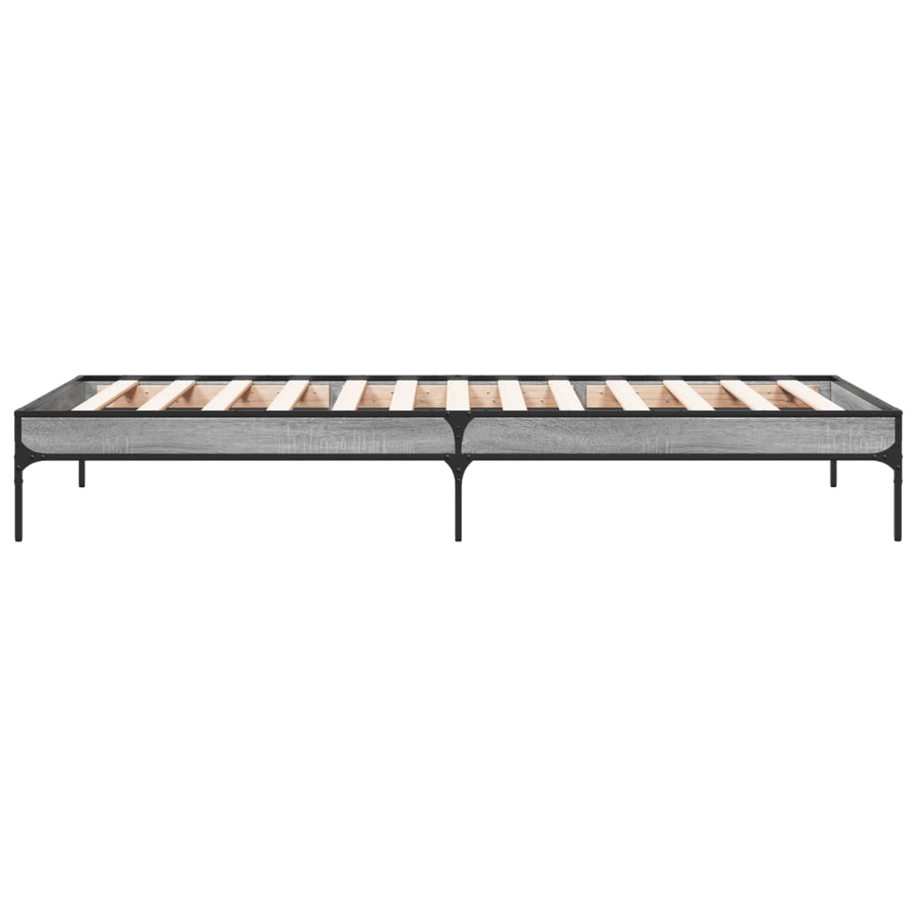 sengeramme 75x190 cm konstrueret træ og metal grå sonoma-eg
