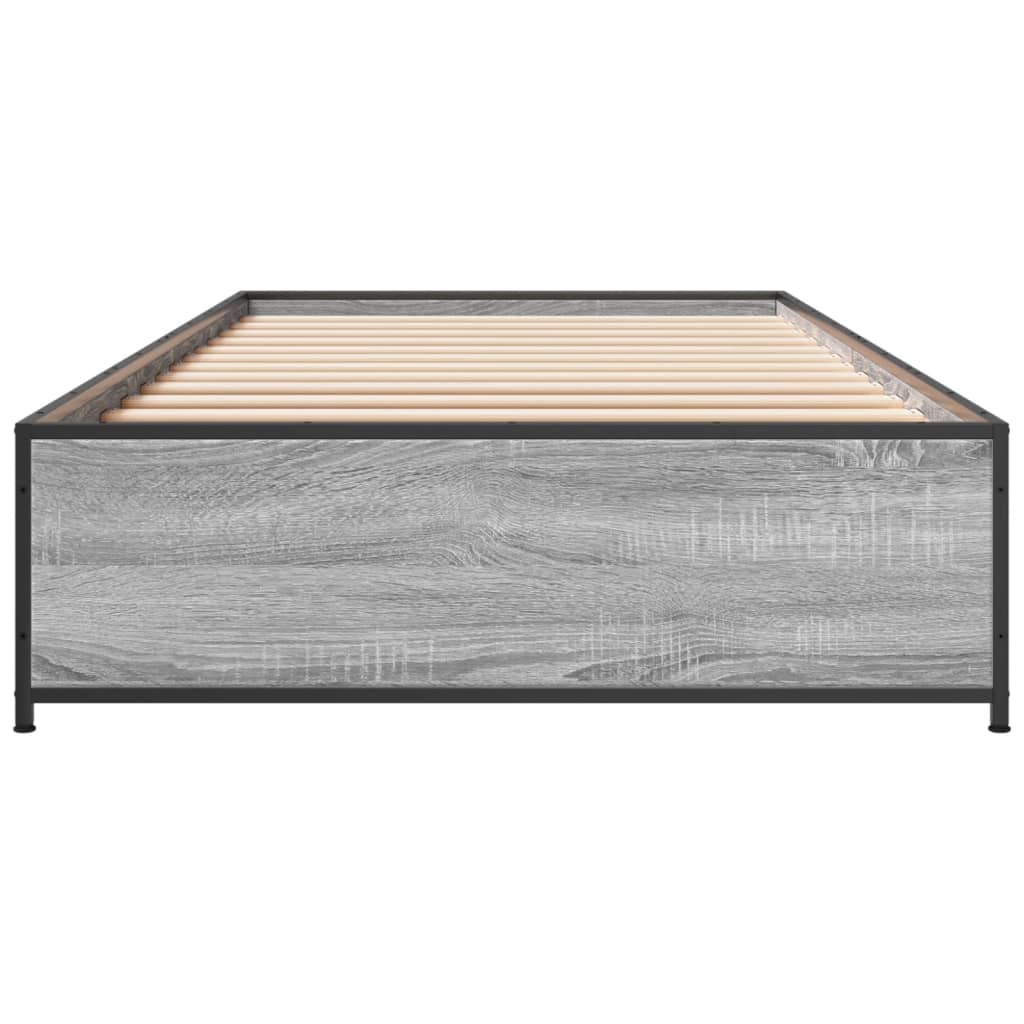 sengeramme 100x200 cm konstrueret træ og metal grå sonoma-eg