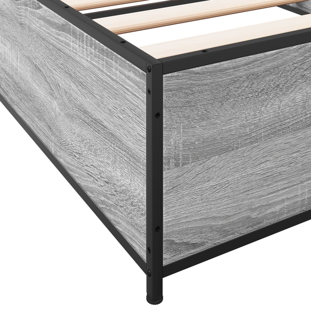 sengeramme 100x200 cm konstrueret træ og metal grå sonoma-eg