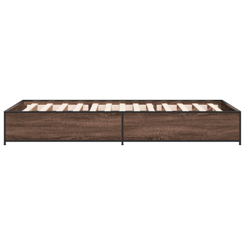 sengeramme 100x200 cm konstrueret træ og metal brunt egetræ