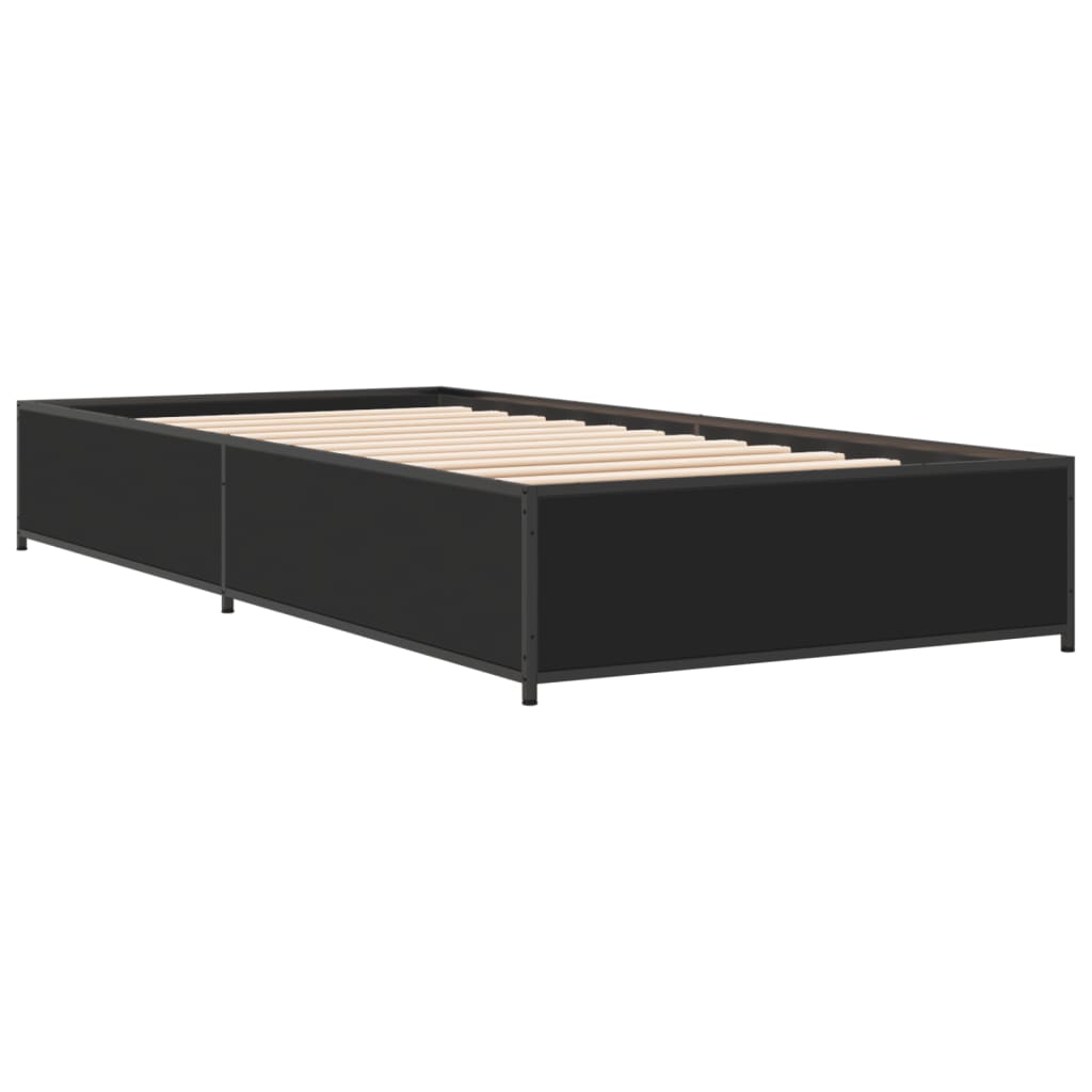 sengeramme 90x200 cm konstrueret træ og metal sort