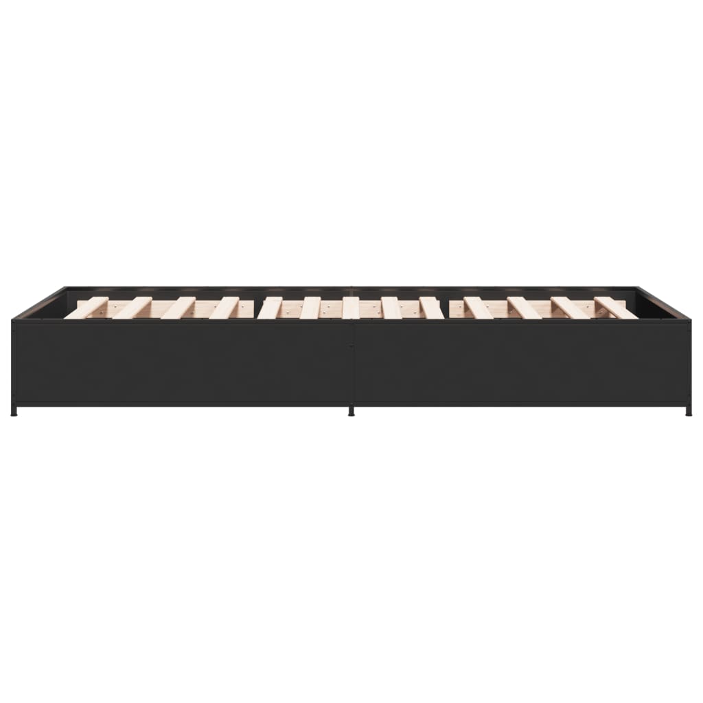 sengeramme 90x200 cm konstrueret træ og metal sort