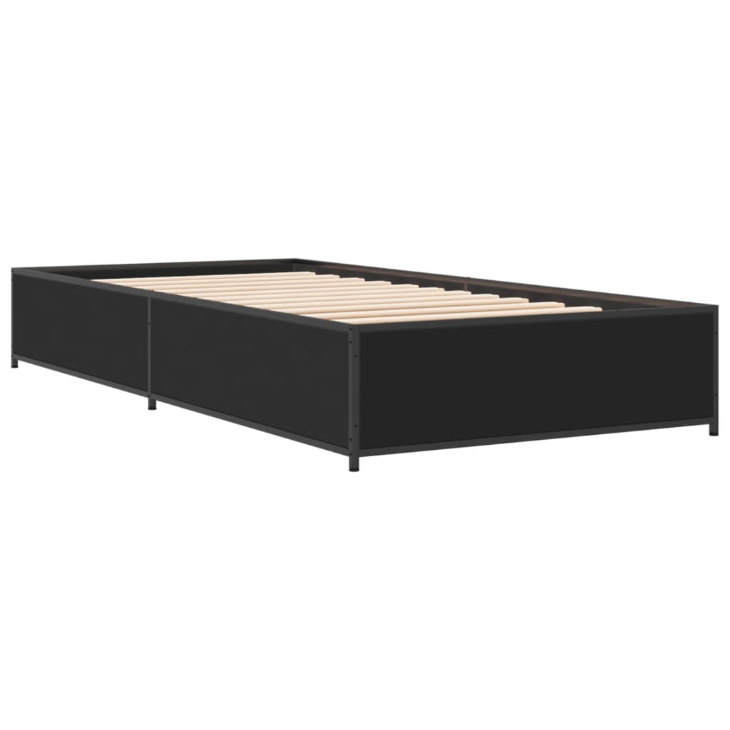 sengeramme 90x200 cm konstrueret træ og metal sort