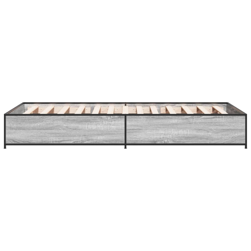 sengeramme 90x190 cm konstrueret træ og metal grå sonoma-eg