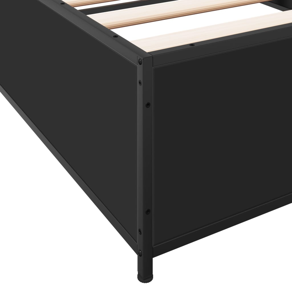 sengeramme 75x190 cm konstrueret træ og metal sort