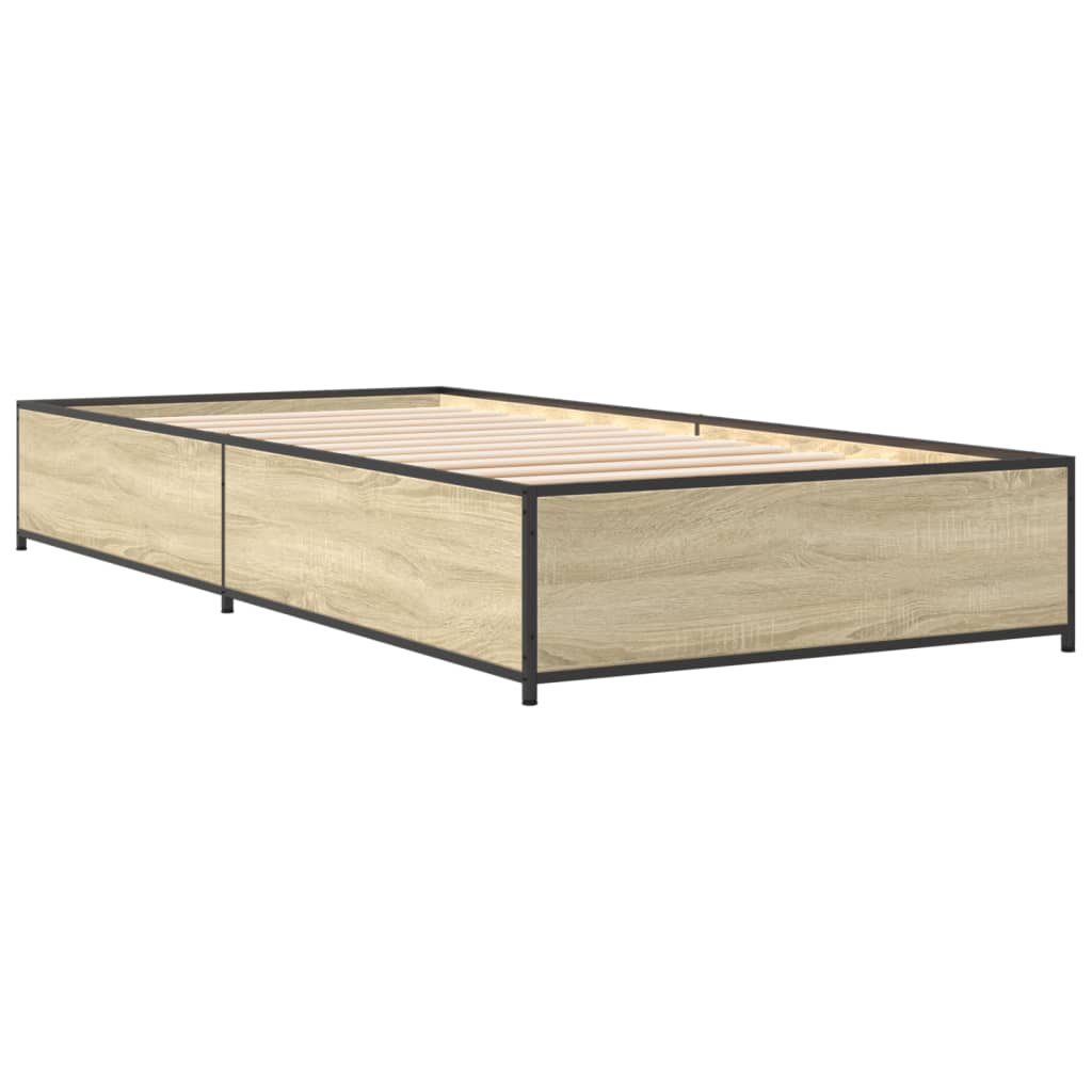 sengeramme 75x190 cm konstrueret træ og metal sonoma-eg