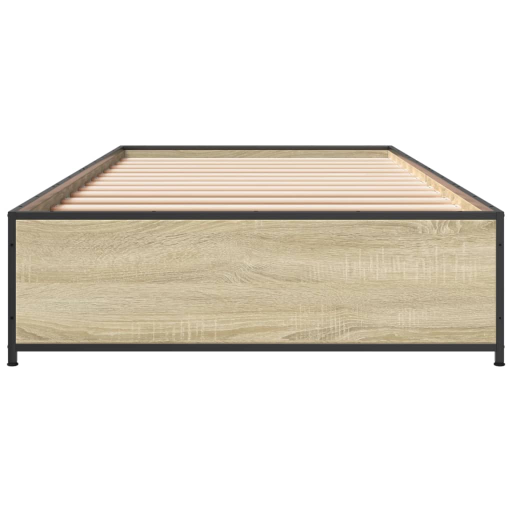 sengeramme 75x190 cm konstrueret træ og metal sonoma-eg