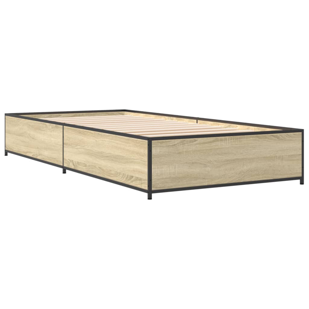sengeramme 75x190 cm konstrueret træ og metal sonoma-eg