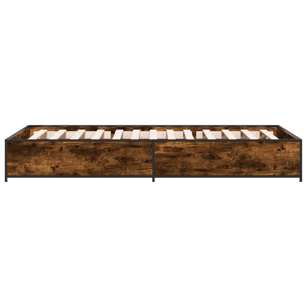 sengeramme 75x190 cm konstrueret træ og metal røget eg
