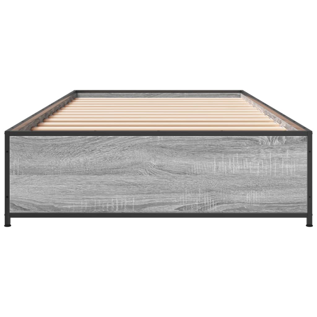 sengeramme 75x190 cm konstrueret træ og metal grå sonoma-eg