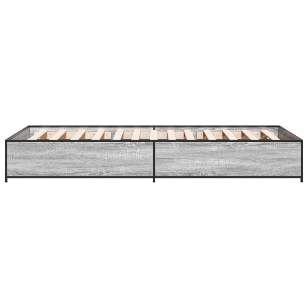 sengeramme 75x190 cm konstrueret træ og metal grå sonoma-eg