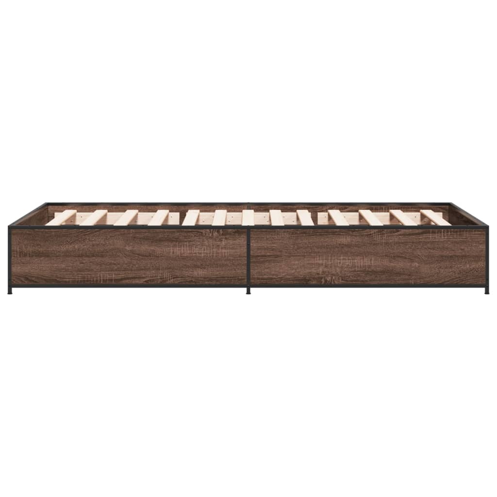 sengeramme 75x190 cm konstrueret træ og metal brun egetræsfarve
