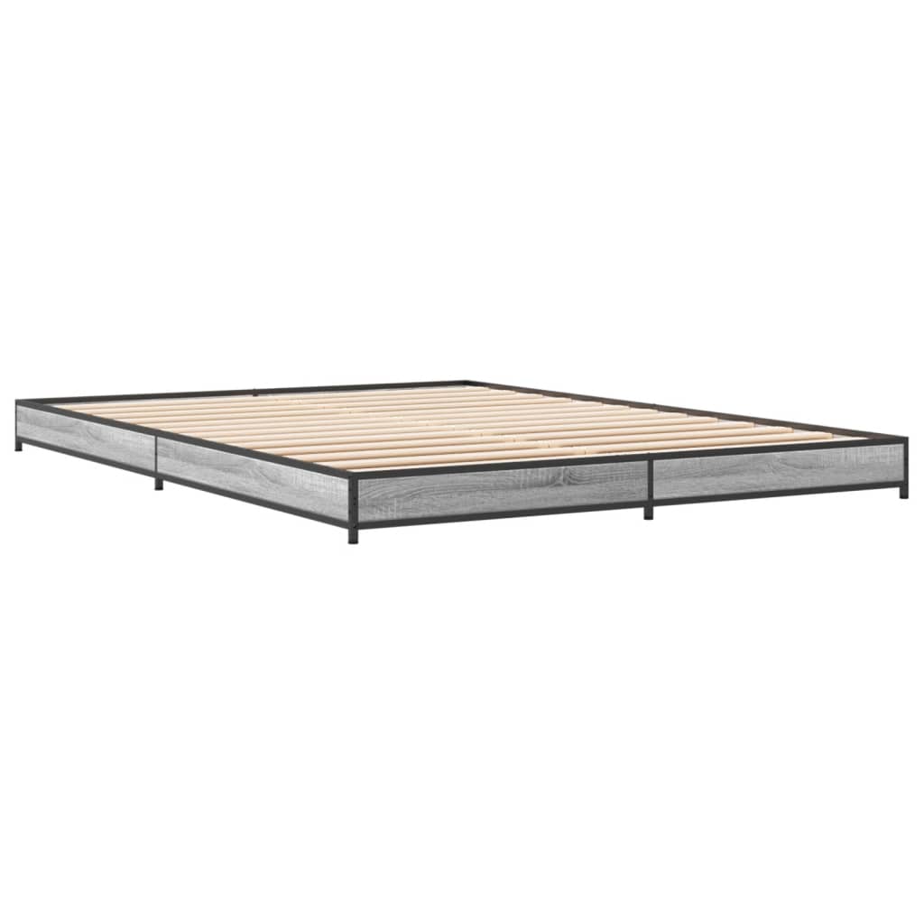 sengestel 120x200 cm konstrueret træ og metal grå sonoma-eg