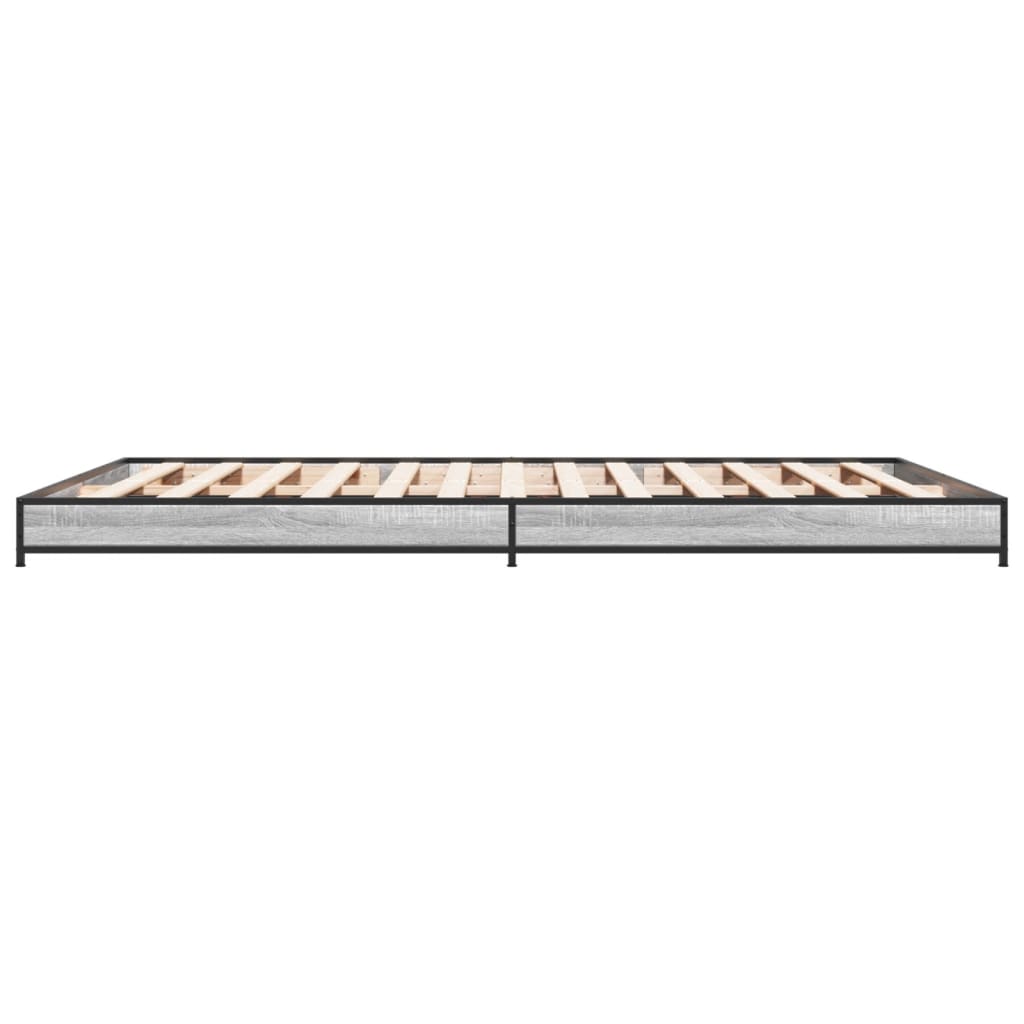 sengestel 120x200 cm konstrueret træ og metal grå sonoma-eg