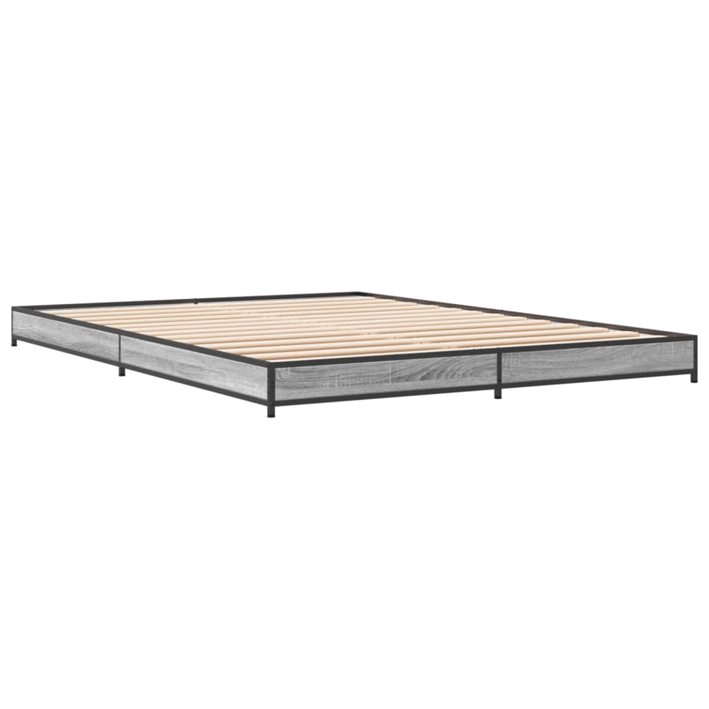 sengestel 120x200 cm konstrueret træ og metal grå sonoma-eg