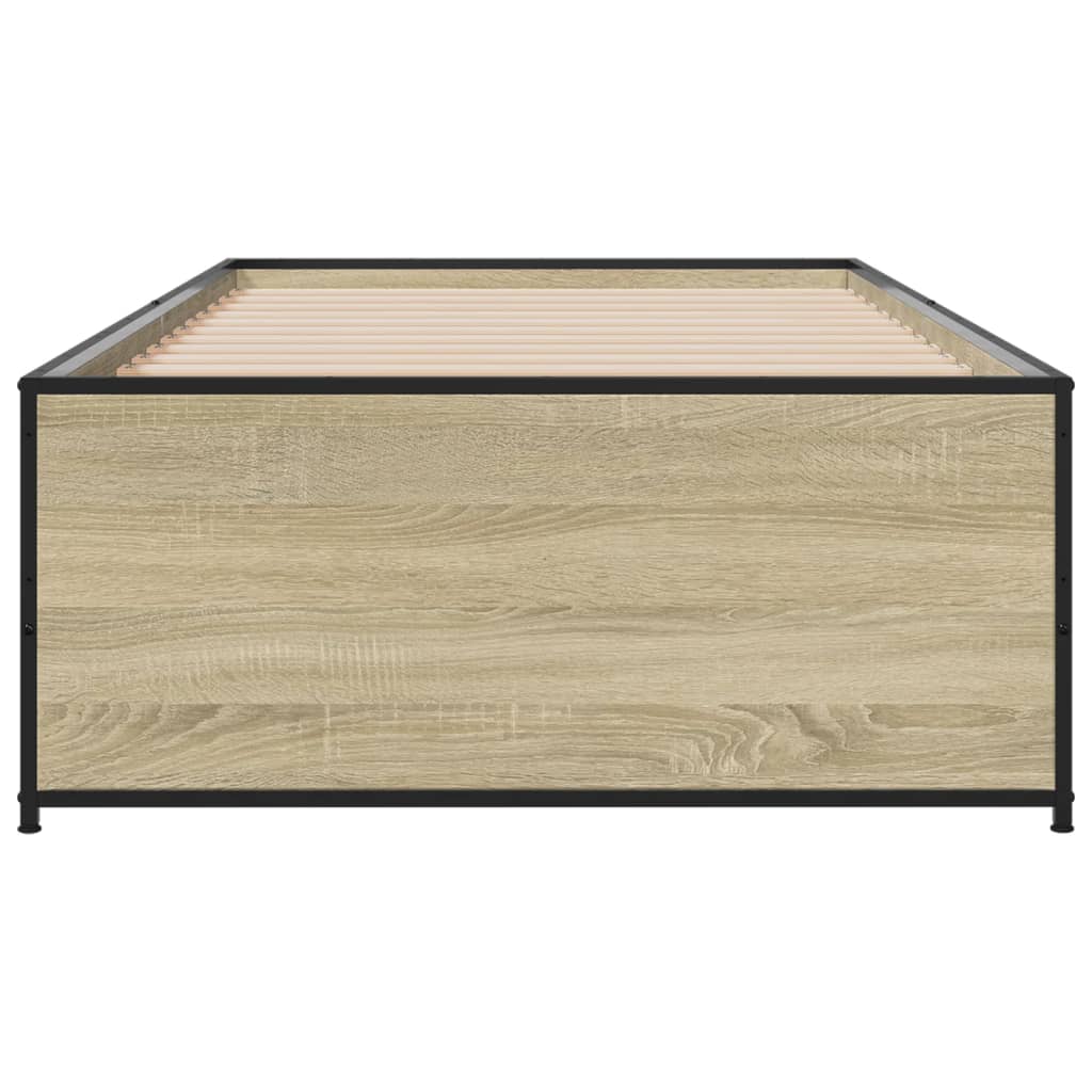 sengeramme 100x200 cm konstrueret træ og metal sonoma-eg