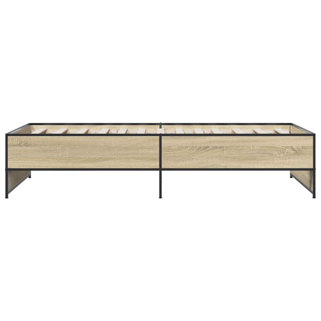 sengeramme 100x200 cm konstrueret træ og metal sonoma-eg