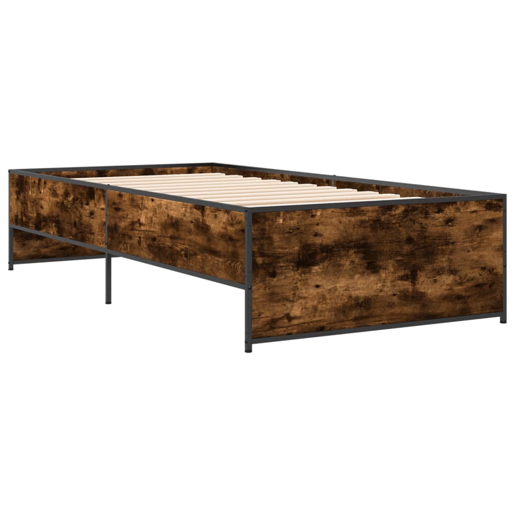 sengeramme 100x200 cm konstrueret træ og metal røget eg