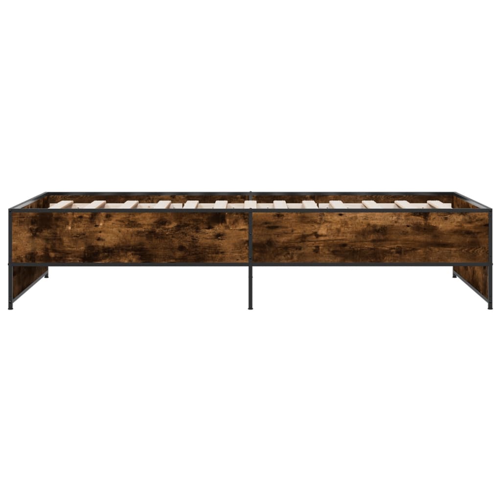 sengeramme 100x200 cm konstrueret træ og metal røget eg
